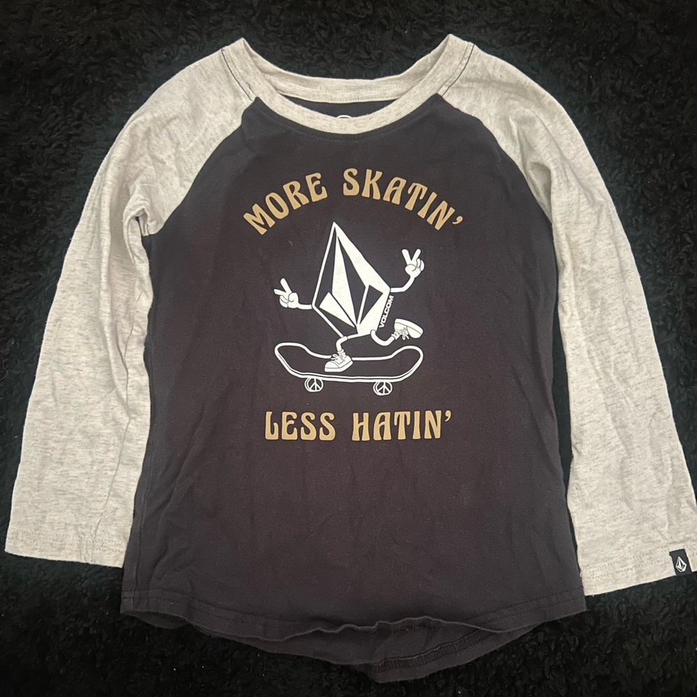Volcom Kids' Black and Cream Colored Long Sleeve Tee